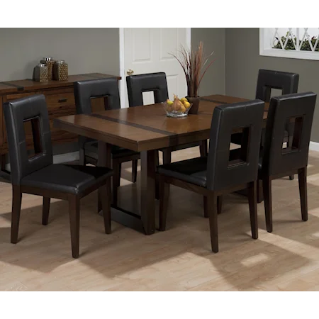 Modern Leg Dining Table and Faux Leather Chair Set in Contemporary Style
